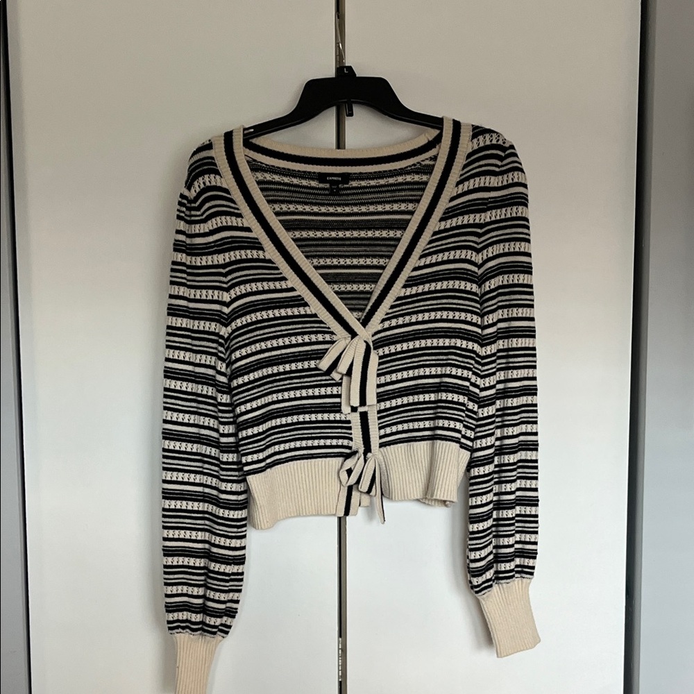 Express Black and Cream Patterned Cardigan